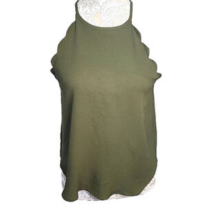 Mine Green Scalloped Halter Top with Back keyhole neckline. Size S.
